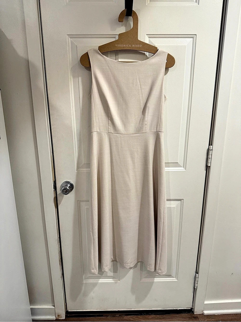 Ann Taylor Sleeveless Midi Dress Cream Colored